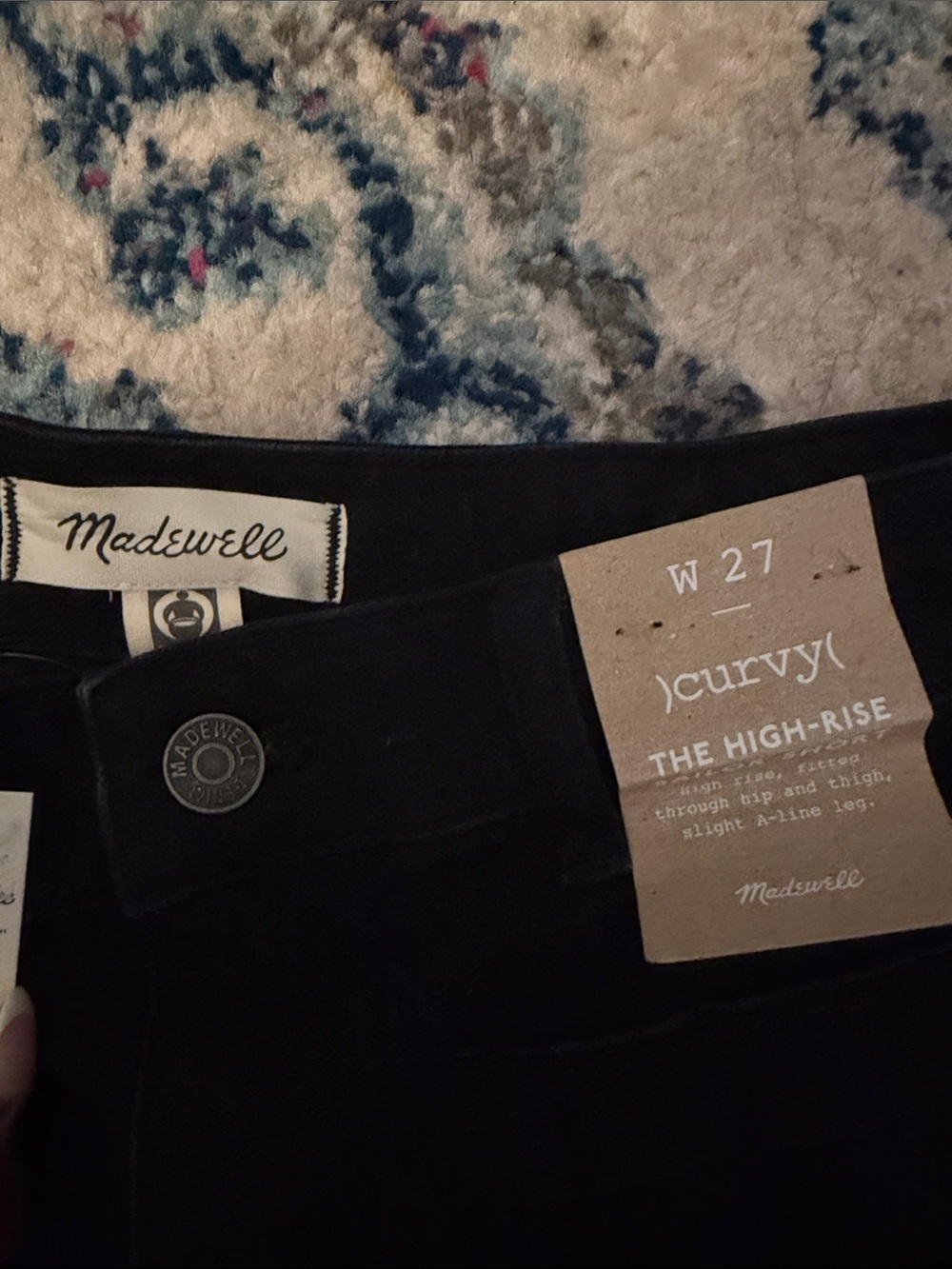 NWT Madewell Black High-Waist Utility Curvy Shorts with Front Pockets- size 27 - Picture 2 of 4